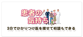 患者の気持ち　3分でかかりつけ医を探せて相談できる。