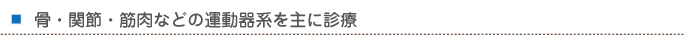 骨・関節・筋肉などの運動器系を主に診療